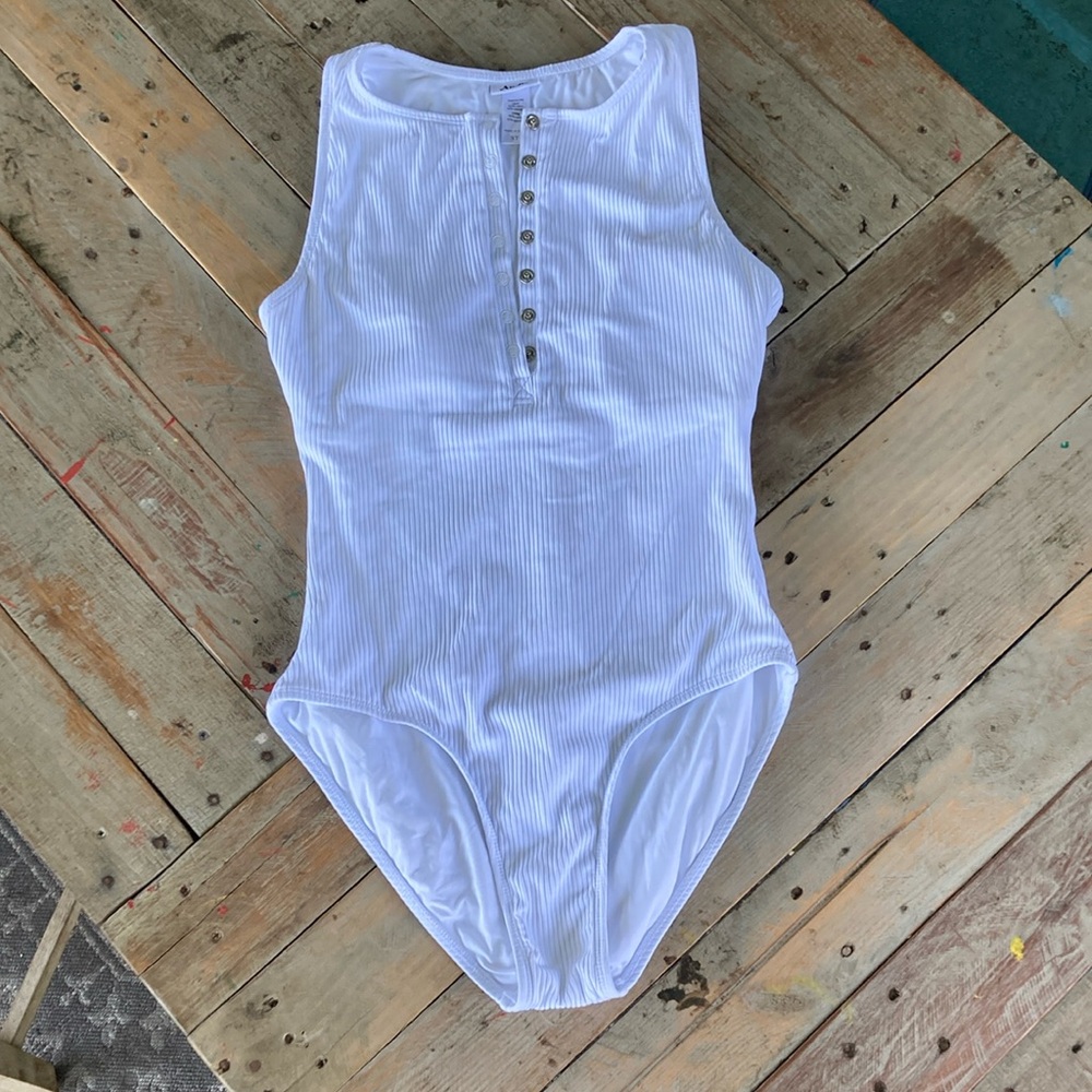 White Ribbed Andie one piece